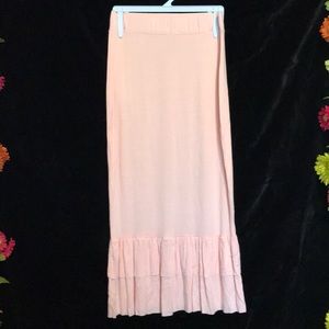 HERSHE PEACH COLORED DOUBLE RUFFLE HEM SKIRT